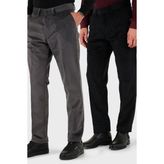 Buratti Normal Bel Regular Fit Düz Paça 2'li Paket Kadife Pantolon Erkek Kadife Pantolon 645MERLINS2 - Gri - Siyah - 46