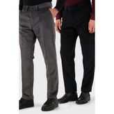 Buratti Normal Bel Regular Fit Düz Paça 2'li Paket Kadife Pantolon Erkek Kadife Pantolon 645MERLINS2 - Gri - Siyah - 54
