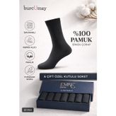 Burcumay Pamuklu Soket Uzun Düz Siyah Çorap 6'lı Özel Kutulu %100 Pamuk Erkek Çorabı