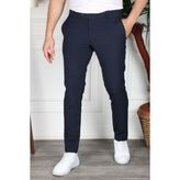 Bürke Erkek Lacivert Renk Italyan Kesim Slimfit Kumaş Pantolon - 36 - Koyu Mavi