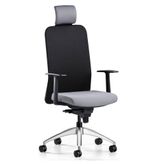 Bürotime Comfy Başlıklı Sabit Kol Krom Ayak Siyah Antrasit Çalışma Koltuğu
