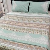 Bursa Çeyiz El Işi Nevresim Takımı Çarşafı Dantelli Ağır Piko Nervürlü Mint Model2