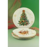 Bursa Porselen Dekor New Christmas Altın Yaldızlı 4 Parça Porselen Pasta Tabağı