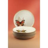 Bursa Porselen Dekor Retro Butterfly 6 Parça Porselen Pasta Tabağı - Krem