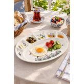Bursa Porselen Dekor Sweet Dreams Porselen Bölmeli Kahvaltı Tepsisi