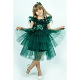 Buse & Eylül Bebe Yeşil Pullu Kız Çocuk Parti Elbisesi - 5 Yaş