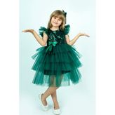 Buse & Eylül Bebe Yeşil Pullu Kız Çocuk Parti Elbisesi - 8 Yaş