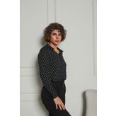 Butik Siyah Puantiyeli Krepe Gömlek 1500047