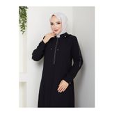 Butik Taşlı Işıl Ferace (Siyah)