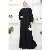 Büzgülü Robalı Elbise Siyah HM2501