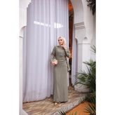 Bwest Keten Elbise - Haki - 44