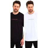 BY COMEOR Erkek Baskılı Basic Oversize Bisiklet Yaka 2'Li Pamuklu T-shirt