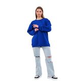 BY COMEOR Saks Kadın Pamuklu Oversize Basic Bisiklet Yaka Sweatshirt XL