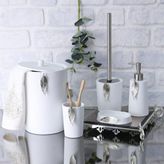 By Selim Beyaz Gümüş 5 Parça Polyester Banyo Seti Leaf Banyo Seti