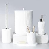 By Selim Lydia Beyaz 5 Parça Polyester Banyo Seti