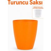 ByKurt Dekoratif Saksı Modern Ev Balkon Salon Bitki Saksısı Turuncu 1,25 L
