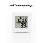 ByKurt Mini LCD Dijital Sıcaklık Nem Ölçer Termometre Higrometre - Duvara Takılabilir Beyaz