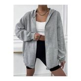 BYMEER Gri Fermuarlı Oversize Sweatshirt Hırka