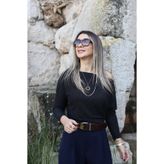 bytugcekaya Antrasit Kırçıllı Kayık Yaka Bluz