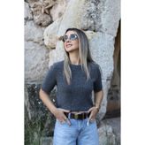 bytugcekaya Füme Standart Beden Pullu Simli Triko Kazak
