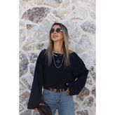 bytugcekaya Lacivert Omzu Düşük Bluz
