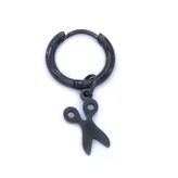 BZ 316L Çelik Unisex Siyah Tek Makas Küpe