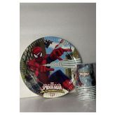 Cadde Süs Spiderman (Örümcek Adam) 8'li Kağıt Tabak Bardak Seti