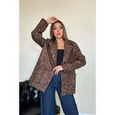 Caddebostan Moda Kadın Leopar Desenli Oversize Blazer Ceket