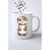Caisya Anime Cute Otter Su Sanuru Baskılı Hediye Beyaz Kupa Bardak