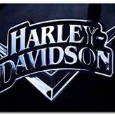 Cakatablo Ahşap Tablo Harley Davidson Krom Logo Karanlık Mod