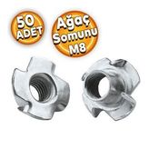 Çakma Ağaç Somunu M8 Çinko ( 50 Adet)
