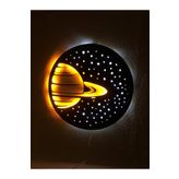 Çakra Satürn Led Işıklı Ahşap Tablo (50X50Cm)