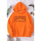 California Baskılı Oversize Sweatshirt - Turuncu