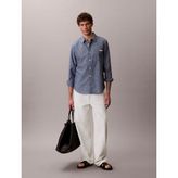 Calvin Klein Erkek Ls Chambray Classic Gömlek,Mavi S