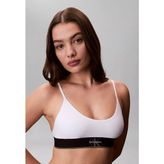 Calvin Klein Kadın Pamuklu Dolgusuz Logo Etiketli Elastik Bel Bantlı Beyaz Büstiyer LV00QF8814-100