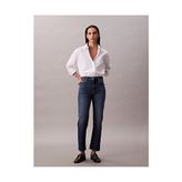 Calvin Klein Kadın Solid Boxy Fit Crop Gömlek - Açık Beyaz
