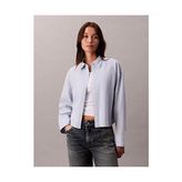Calvin Klein Kadın Solid Boxy Fit Crop Gömlek - Gri