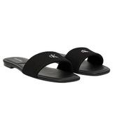 Calvin Klein Kadın Square Flat Canvas Sandalet, Siyah, 36