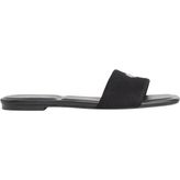 Calvin Klein Kadın Square Flat Canvas Sandalet, Siyah, 37