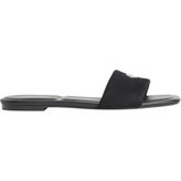 Calvin Klein Kadın Square Flat Canvas Sandalet, Siyah, 38