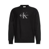 Calvin Klein Ls Premium Terry Monologo Cn Erkek Bisiklet Yaka Sweatshirt Siyah