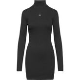 Calvin Klein LS Woven Label 2X2 Rib Mini Kadın Elbise