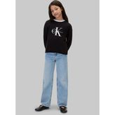 Calvin Klein Siyah Kız Çocuk Bisiklet Yaka Regular Fit Nakışlı Kazak LVCKFJF16G-MONOLOGO Cn Sweater - 14 Yaş