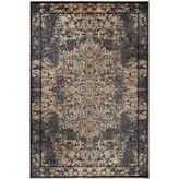 Çam Halı Naturel 1707 Siyah Sarı 100x200 cm Romans Halı Klasik Eskitme Desenli Makine Halısı