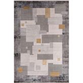 Çam Halı Naturel 1709 Gri Sarı 100x200 cm Romans Halı Modern Eskitme Desenli Makine Halısı