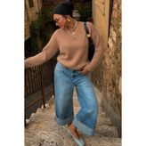 Camel V Yaka Triko Kadın Kazak MG2501 - S