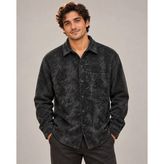 Can Moda Canmoda Siyah Fitilli Kadife Oversize Erkek Gömlek