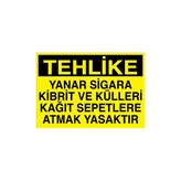Canis Etiket Tehlike Yanar Sigara Kibrit ve Külleri Kağıt Sepetlere Atmak Yasaktır Alüminyum - 35 x 50 cm