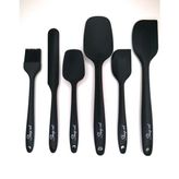 Canset Shop-Set Isıya Dayanıklı Yanmaz Yapışmaz Silikon Spatula Seti 6 Parça -Siyah