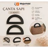 Çanta Sapı 2Li Set Örgü Ve Tığ İşi Çanta Sapı 14X8 Cm Siyah